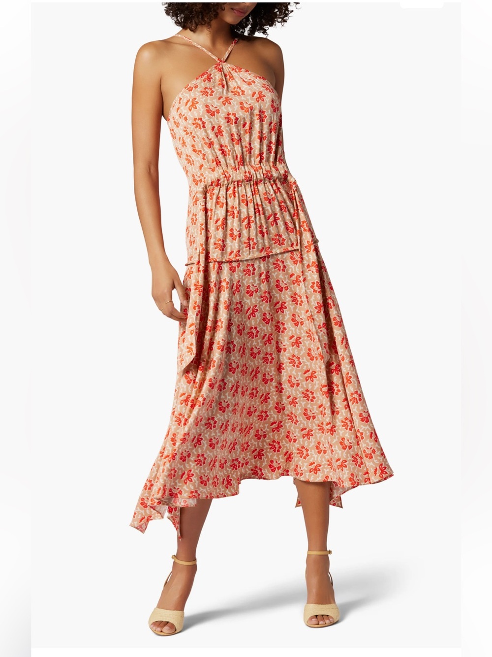 Joie Sloane Halter Tie-Front Midi Dress Floral Vibrant Field Multi Size 6 NWT